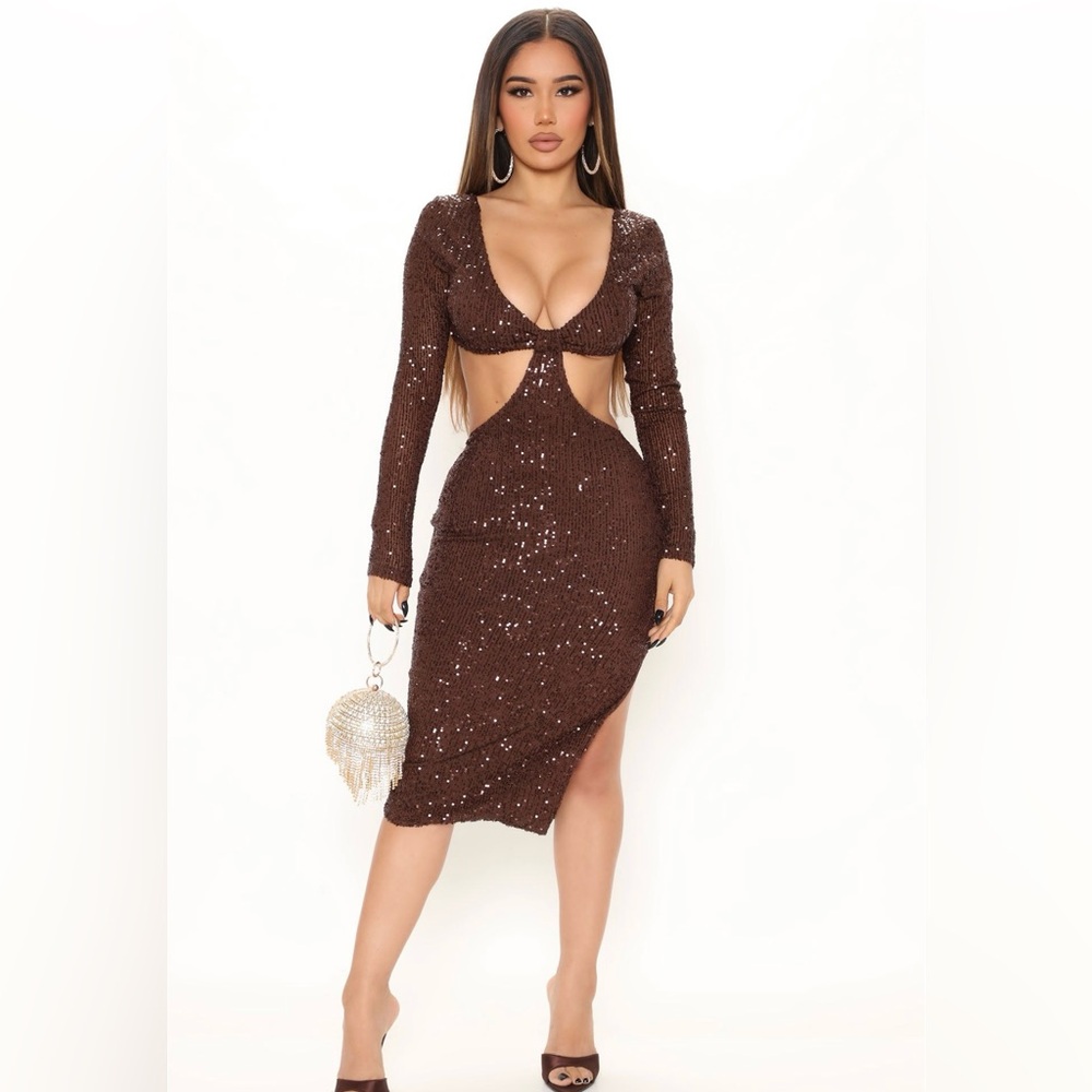 Evening Calls Sequin MIDI Dress